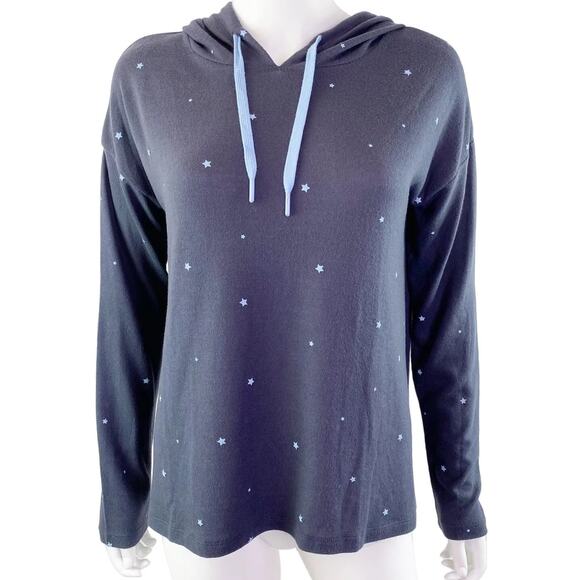 PJ Salvage Long Sleeve Graphic Stars Drawstring Hoodie Sz Small in Charcoal NWT - Picture 1 of 6